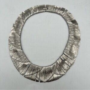 Vintage Les Bernard Egyptian Revival Silver Collar Necklace